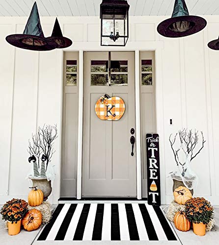 KOZYFLY Black and White Area Rug 27.5x43 Inches Striped Front Door Rug Cotton Washable Indoor Outdoor Rug Doormats Outdoor Small Striped Rugs for Kitchen Entryway Patio Front Porch Decor - Image 2
