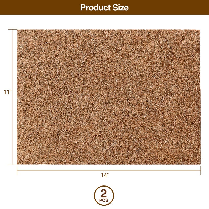 MAXPACE Natural Coconut Coir Liner Sheets - 14x11inch 2 Pcs Coco Fiber for Plant, Planter, Window Basket, Garden Decoration, and Pet Reptile Carpet or Mat - Image 2