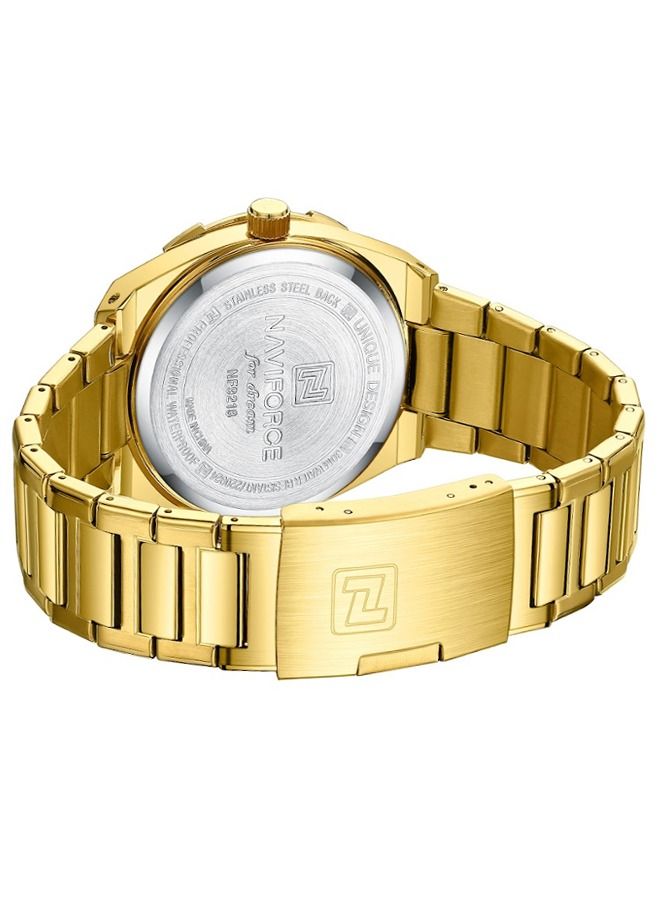 نافيفورس ساعة يد بعقارب مقاومة للماء طراز 9218 - ذهبي للرجال - Image 5