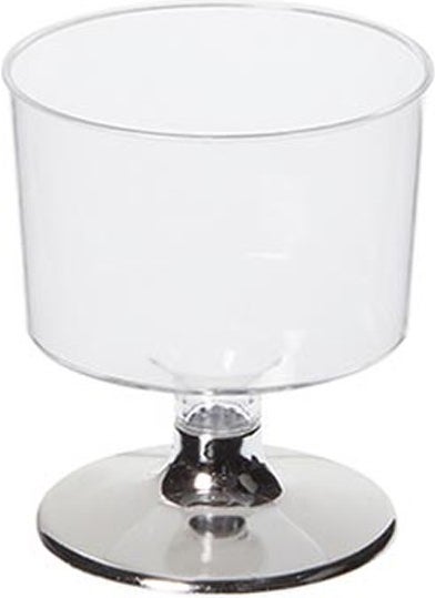 Eminönü Toptancı - Eminönü Wholesaler Footed Shot Glass Small Plastic Glass 50 ml - 6 Pieces Silver - Image 1