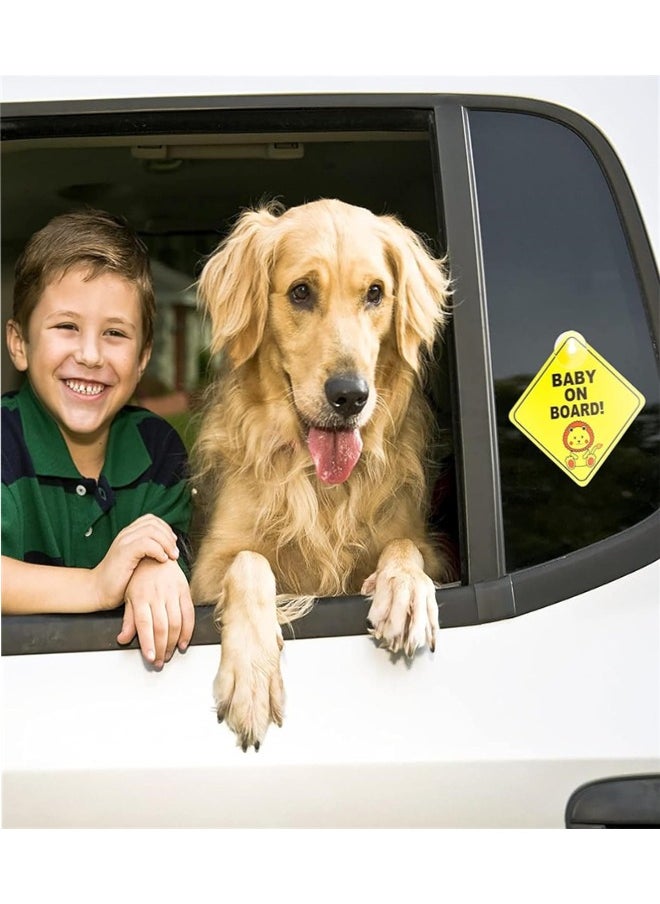 Generic Baby on Board Car Warning Sticker, 4 Pcs Car Warning Signs with Suction Cups Reusable Baby in Car Sticker Baby on Board Signs for Car Windows  - Image 5