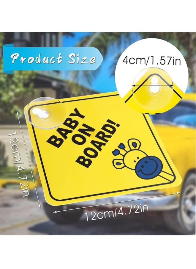 Generic Baby on Board Car Warning Sticker, 4 Pcs Car Warning Signs with Suction Cups Reusable Baby in Car Sticker Baby on Board Signs for Car Windows  - Image 2