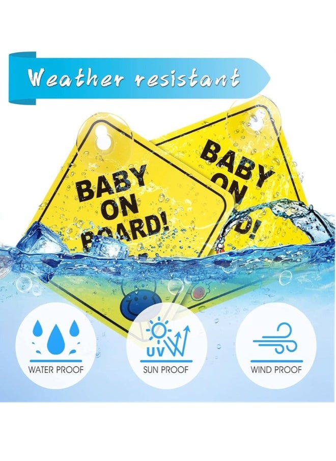 Generic Baby on Board Car Warning Sticker, 4 Pcs Car Warning Signs with Suction Cups Reusable Baby in Car Sticker Baby on Board Signs for Car Windows  - Image 4
