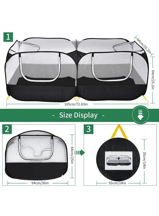 جهوا حظيرة لعب الحيوانات الأليفة من جوهوا للحيوانات الصغيرة، حظيرة دجاج محمولة مع قاع وغطاء قابلين للفصل، حظيرة دجاج قابلة للطي للاستخدام الداخلي والخارجي مع جدران شبكية شفافة للدجاج والبط والجرو والقطط والأرانب - Image 2