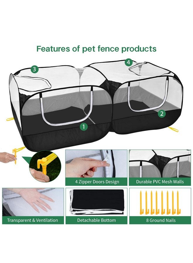 جهوا حظيرة لعب الحيوانات الأليفة من جوهوا للحيوانات الصغيرة، حظيرة دجاج محمولة مع قاع وغطاء قابلين للفصل، حظيرة دجاج قابلة للطي للاستخدام الداخلي والخارجي مع جدران شبكية شفافة للدجاج والبط والجرو والقطط والأرانب - Image 3