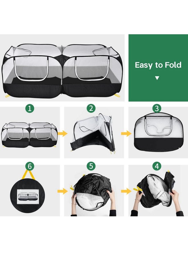 جهوا حظيرة لعب الحيوانات الأليفة من جوهوا للحيوانات الصغيرة، حظيرة دجاج محمولة مع قاع وغطاء قابلين للفصل، حظيرة دجاج قابلة للطي للاستخدام الداخلي والخارجي مع جدران شبكية شفافة للدجاج والبط والجرو والقطط والأرانب - Image 4