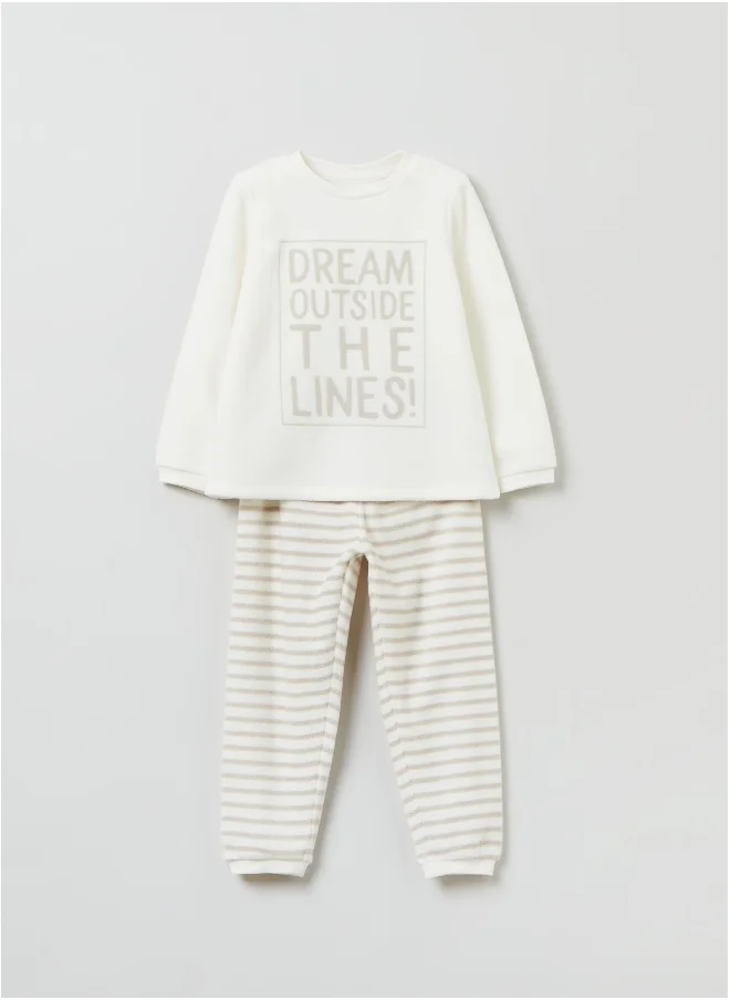 Ovs Ovs Girls Slogan And Stripe Pyjama Set
