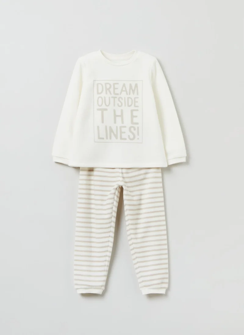 Ovs Ovs Girls Slogan And Stripe Pyjama Set