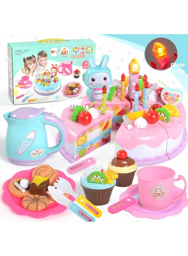 كعكة الأطفال قطع الفاكهة ألعاب المطبخ مجموعة البدلة قطع الفاكهة والخضروات هدية عيد ميلاد-اللون: ولد صغير [أزرق]-المواصفات: كعكة أساسية بطبقة واحدة - Image 5