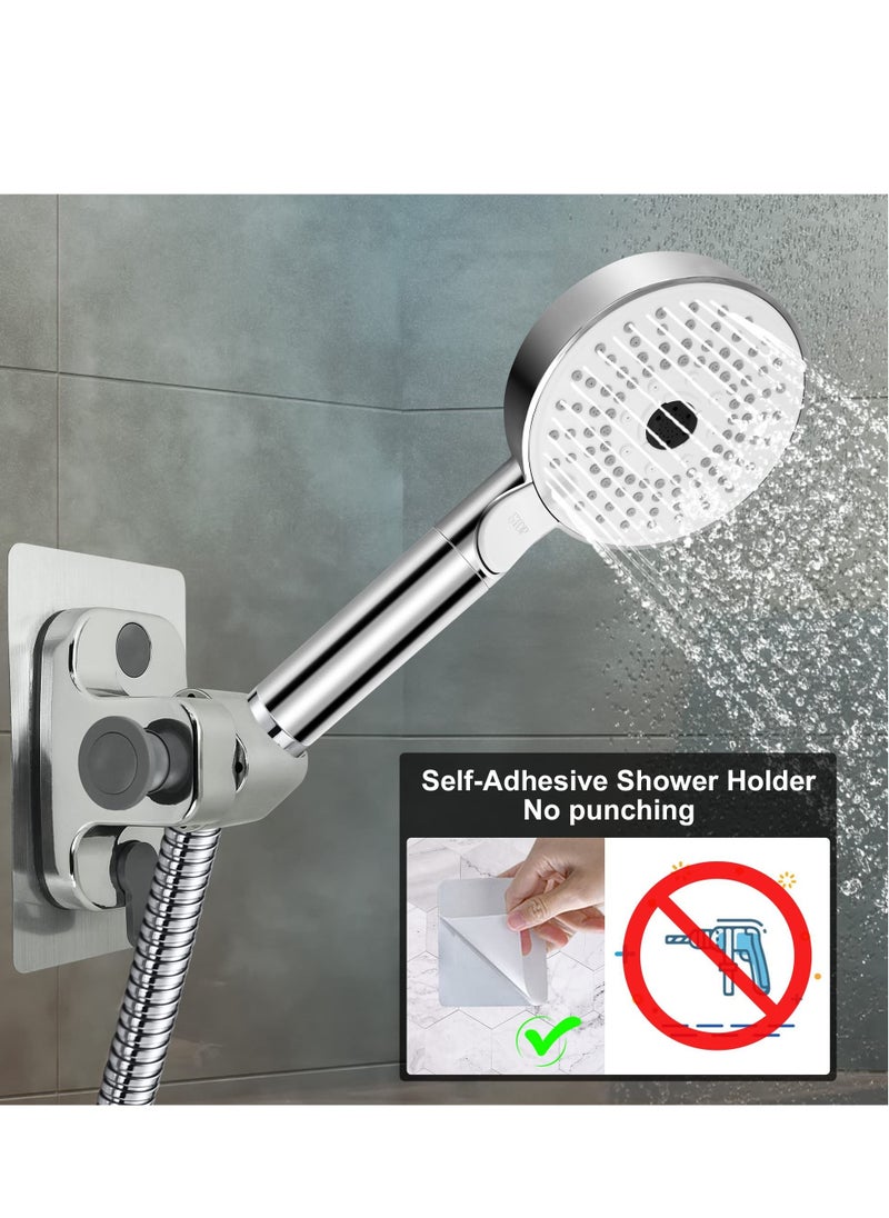 Excefore Shower Head Holder, 2 Pack Strong Adhesive Waterproof Handheld Shower Holder, Adjustable Shower Head Holder, Silver  - Image 4