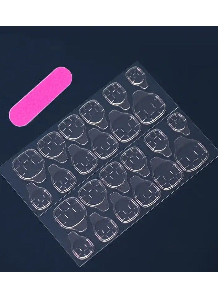 ORiTi White French Tip Nails, Nude Pink Press On Nails Solid Glue On Nails Full Cover Short Square False Nails For Women Girls Daily Wear 24pcs - Image 3