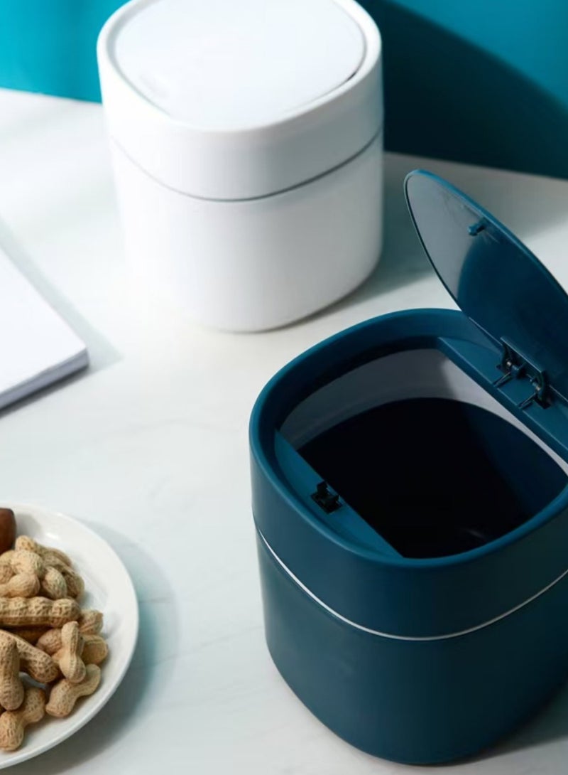 Beautiful Mini Desktop Trash Can, Household Desk Wastebasket With Lid For Storage Of Sundries And Cleaning Tube - Image 4