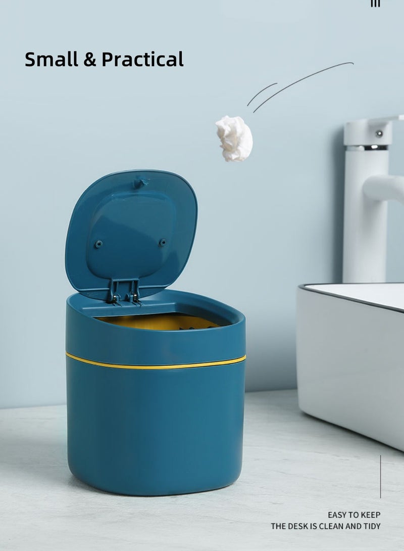 Beautiful Mini Desktop Trash Can, Household Desk Wastebasket With Lid For Storage Of Sundries And Cleaning Tube - Image 5