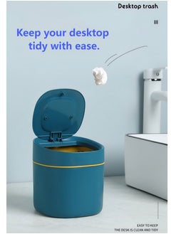 Beautiful Mini Desktop Trash Can, Household Desk Wastebasket With Lid For Storage Of Sundries And Cleaning Tube  - Image 3
