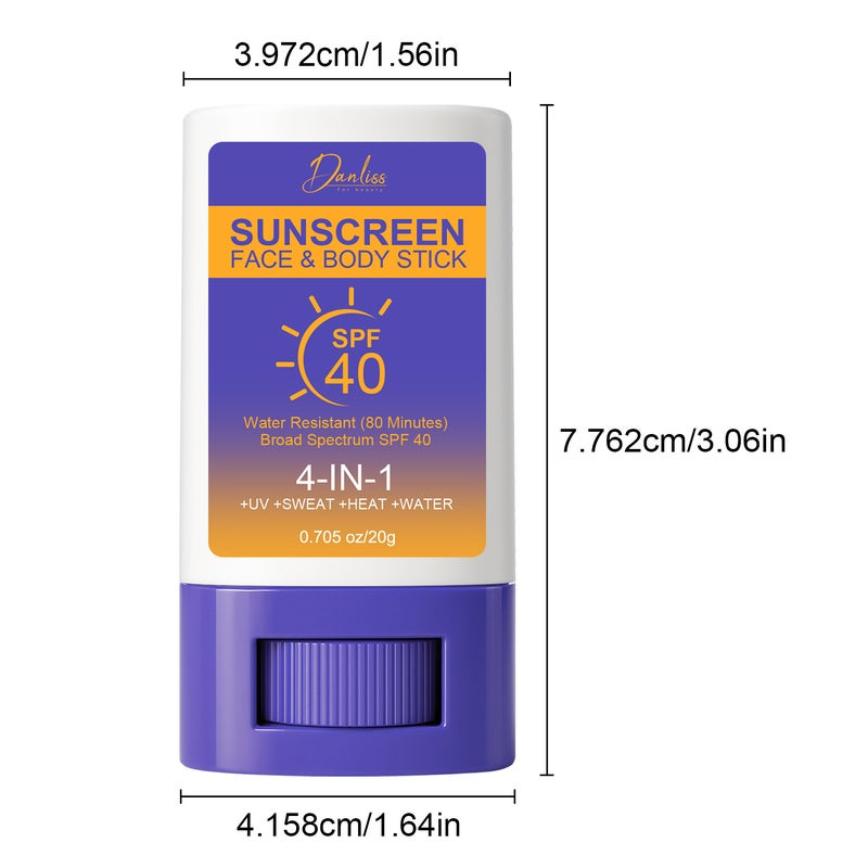 Danliss Sunscreen Face & Body Stick SPF 40, Waterproof, Sweat Resistant, 4-in-1    Protection - Image 3