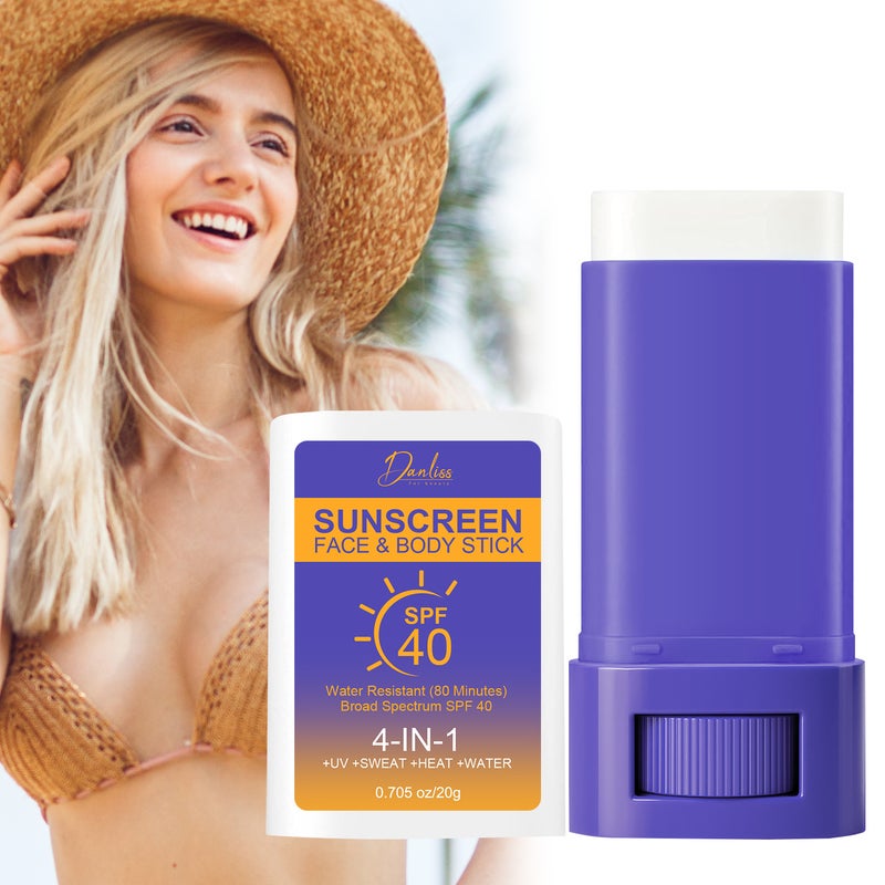 Danliss Sunscreen Face & Body Stick SPF 40, Waterproof, Sweat Resistant, 4-in-1    Protection - Image 1