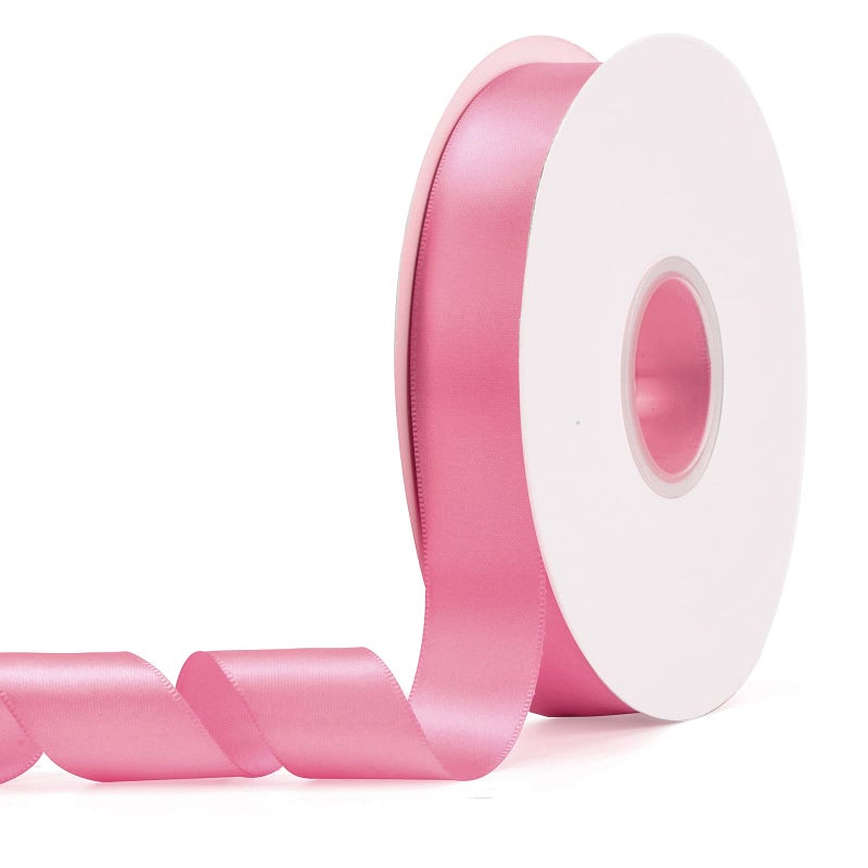 Ewaymado Solid Color Hot Pink Double Faced Satin Ribbon 1 X 50 Yards Fabric Ribbons Perfect for Wedding and Party DecorationGift Wrapping Sewing Crafts