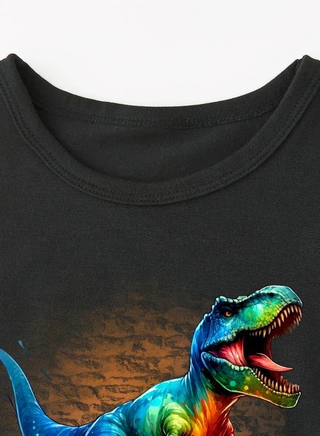 Take Two Take Two Boys Black Dinosaur Graphic Print T-Shirt