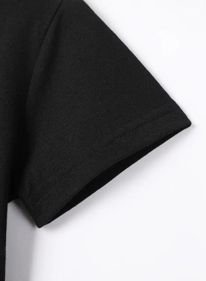 تايك تو تيشيرت مطبوع برسومات ديناصور للأولاد باللون الأسود - Image 4