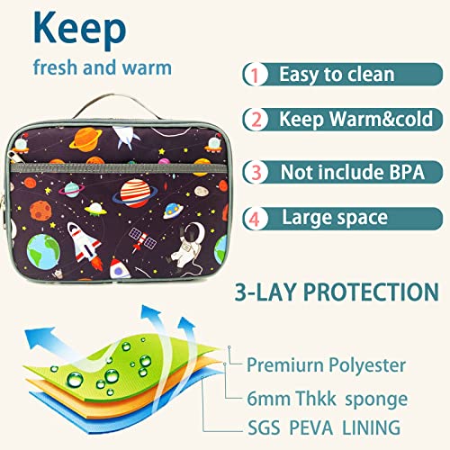 Kulle Lunch Box Kids,Insulated Lunch Bag Boys Back to School,Washable and Reusable Lunch Box for kids,Lunchbox for Office,School,Outdoor(Astronaut) - Image 4