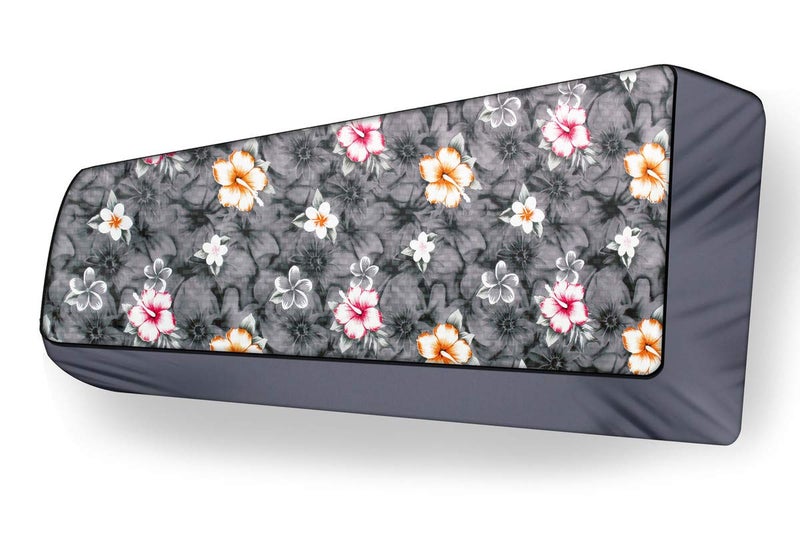 Da Anushi Split Ac Cover Indoor Unit For 2 Ton Capacity Ac, All Weather Polyester Cover / Attractive Digital Prints / Dustproof / Water Resistant Ac Cover (Grey Flower) - Image 2