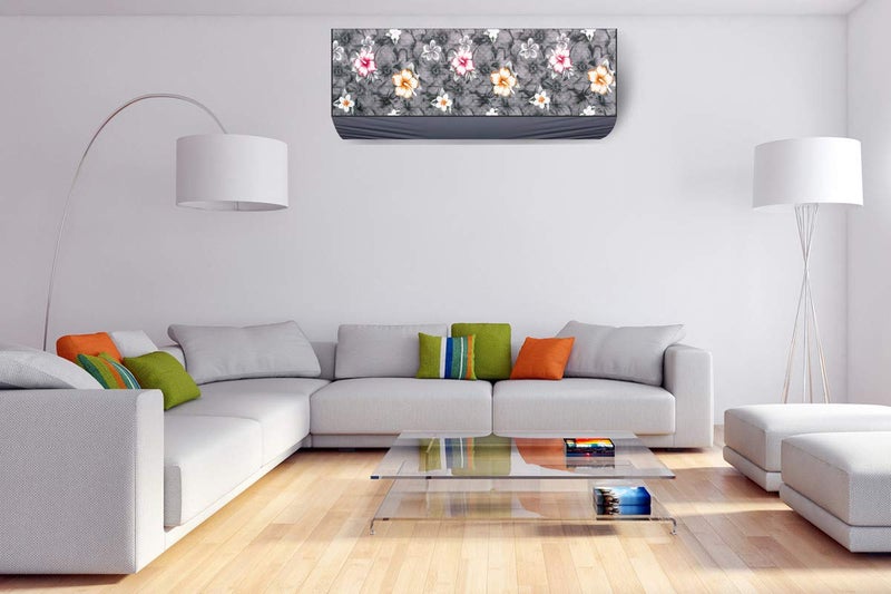 Da Anushi Split Ac Cover Indoor Unit For 2 Ton Capacity Ac, All Weather Polyester Cover / Attractive Digital Prints / Dustproof / Water Resistant Ac Cover (Grey Flower) - Image 3