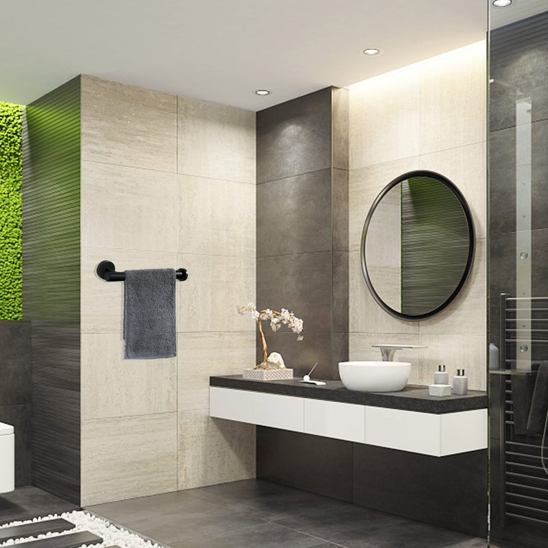 Nolimas Hand Towel Holder for Bathroom, Matte Black Hand Towel Bar, SUS304 Stainless Steel Hand Towel Hanger, Wall Mounted Small Hand Towel Ring, 9 Inch Round Heavy Duty Towel Rack for Bathroom, Kitchen - Image 3