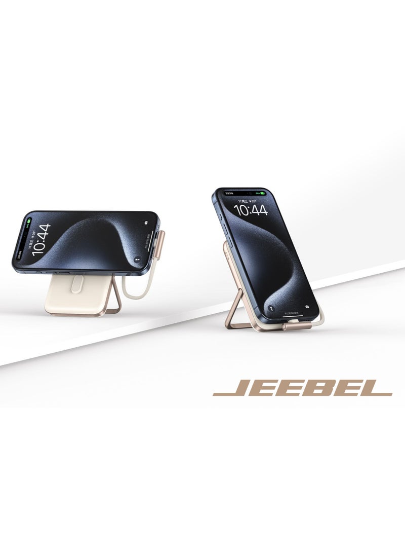 Jeebel Power Bank with wireless fast charging with built-in USB-C cable 10000mAh with built-in stand for phones with innovative design - Image 2