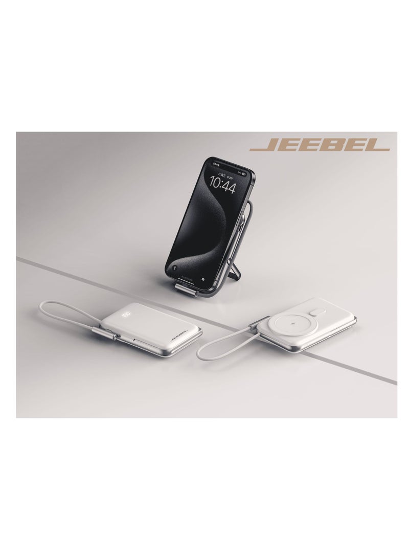 Jeebel Power Bank with wireless fast charging with built-in USB-C cable 10000mAh with built-in stand for phones with innovative design - Image 3