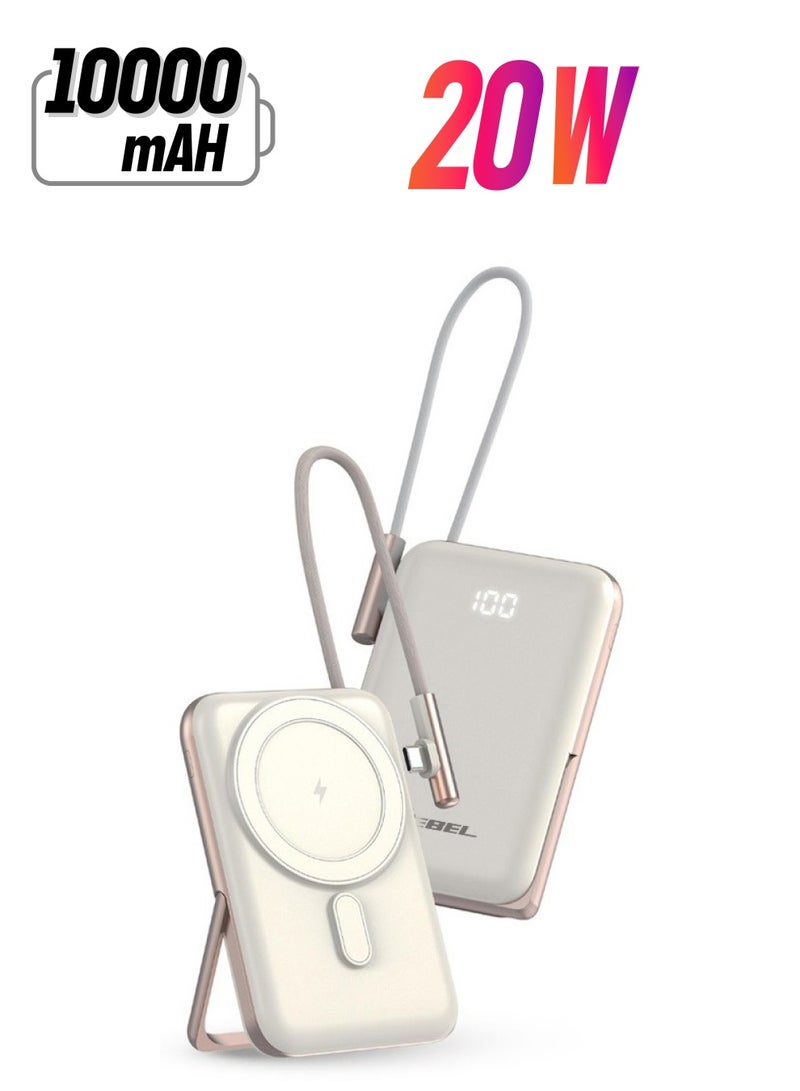 Jeebel Power Bank with wireless fast charging with built-in USB-C cable 10000mAh with built-in stand for phones with innovative design - Image 1