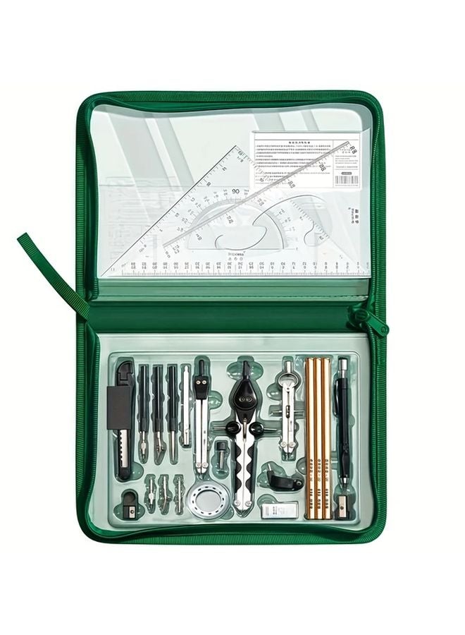 32 Piece Precision Engineering Drawing Tool Set Durable Plastic Structure 3 Sizes - Image 1