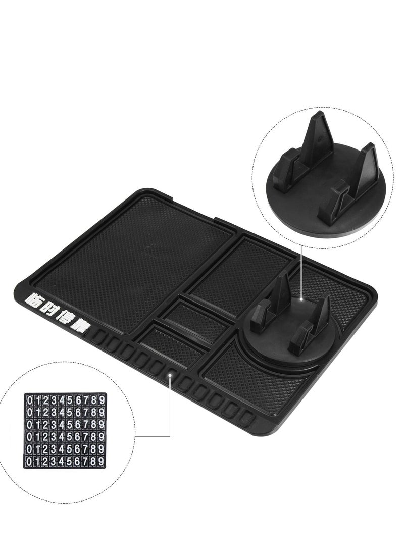 KASTWAVE Non-Slip Car Dashboard Mat Anti-Slip Multifunctional Keys Cell Phone Holder Pad Car Phone Holder Black - Image 1