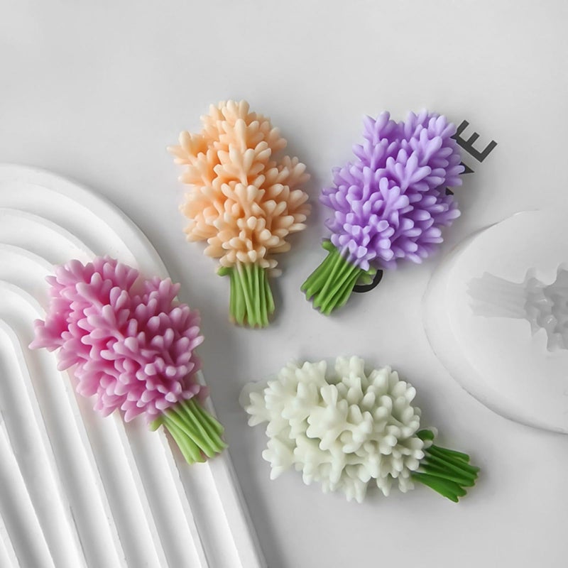 NINEXY 3D Flower Bouquet Candle Soap Silicone Molds Fondant Chocolate Candy Cake Decorating Mould Resin Clay Baking Pastry Tools (Lavender) - Image 5