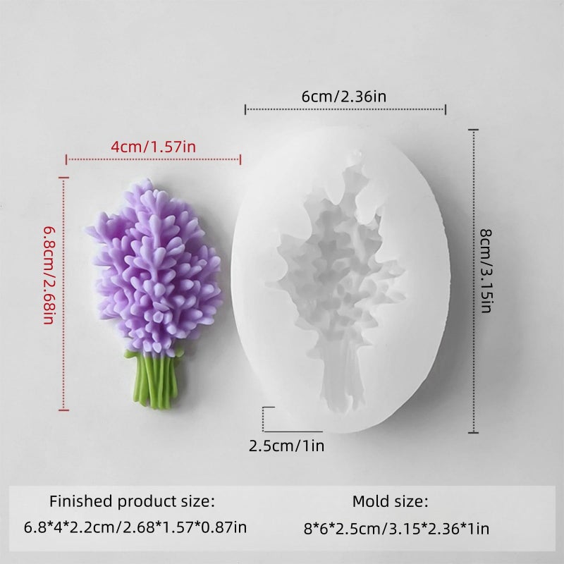 NINEXY 3D Flower Bouquet Candle Soap Silicone Molds Fondant Chocolate Candy Cake Decorating Mould Resin Clay Baking Pastry Tools (Lavender) - Image 2