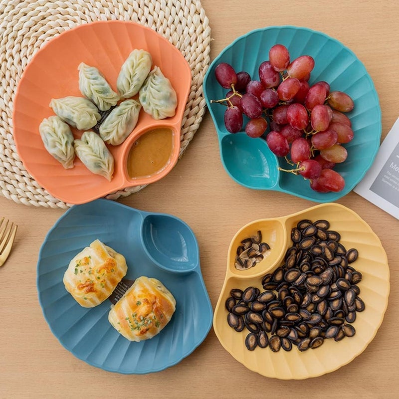 Eletree Shell Shape Chips and Dip Serving Platter Plastic Dinnerware PlateDip Section Durable Serving Dish Multipurpose Serving Tray for DessertSnack Ideal for HomeRestaurantParty Use ORANGE 12 - Image 3