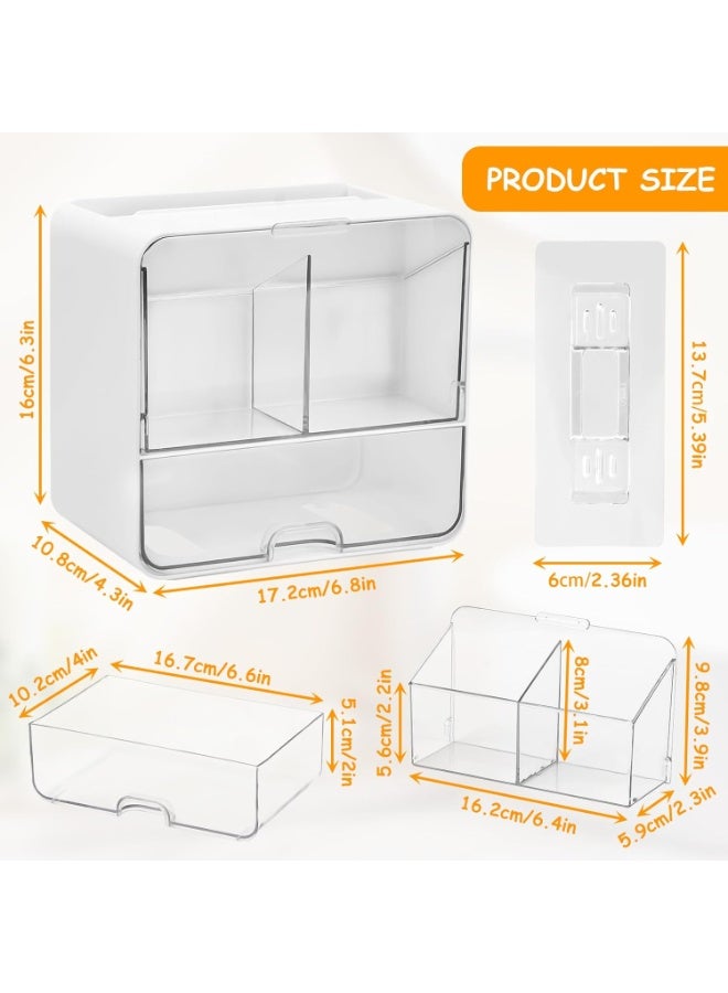 اسرلي وايت صندوق تخزين يُثبت على الحائط، منظم أدراج بلاستيكي مزدوج الطبقات - Image 2