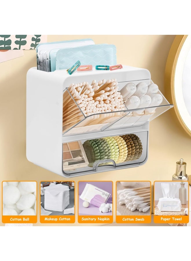 اسرلي وايت صندوق تخزين يُثبت على الحائط، منظم أدراج بلاستيكي مزدوج الطبقات - Image 3