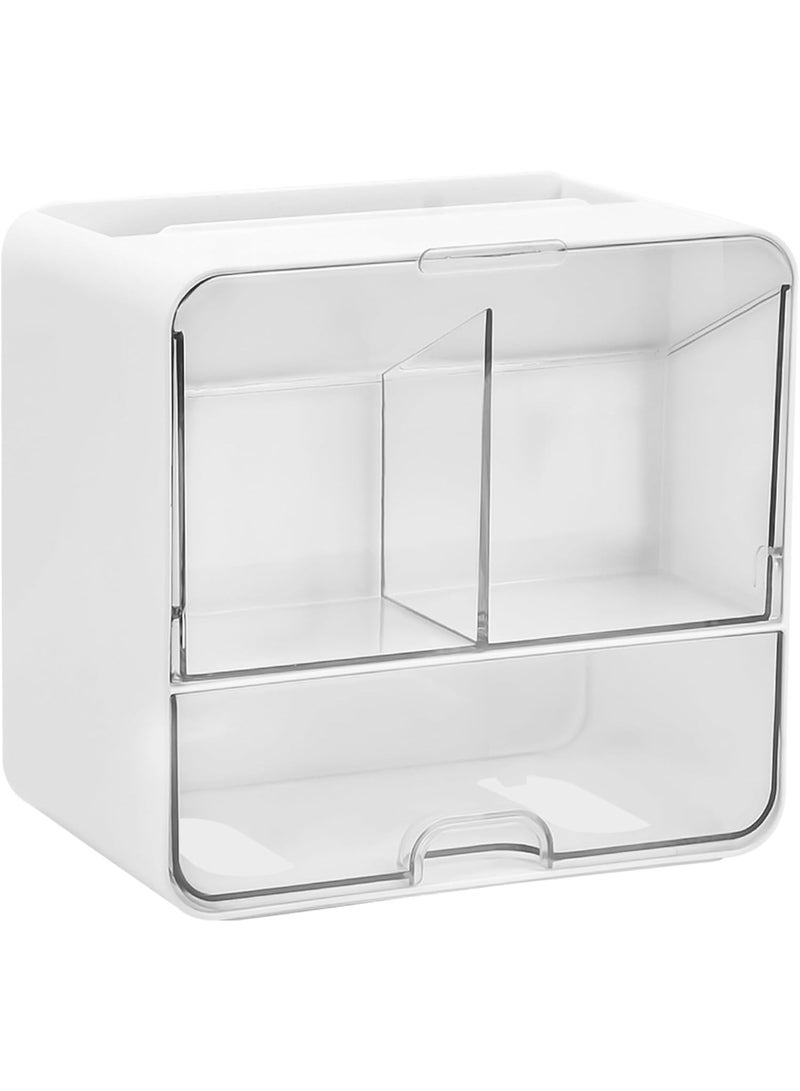 اسرلي وايت صندوق تخزين يُثبت على الحائط، منظم أدراج بلاستيكي مزدوج الطبقات - Image 1