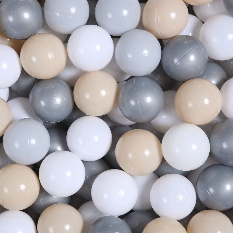 Realhaha Ball Pit Balls 100 Play Balls Plastic Balls for Baby Girls Toddlers Kids Play Tent Pool Playhouse Playpen Party DecorationGray Gold White Beige - Image 2