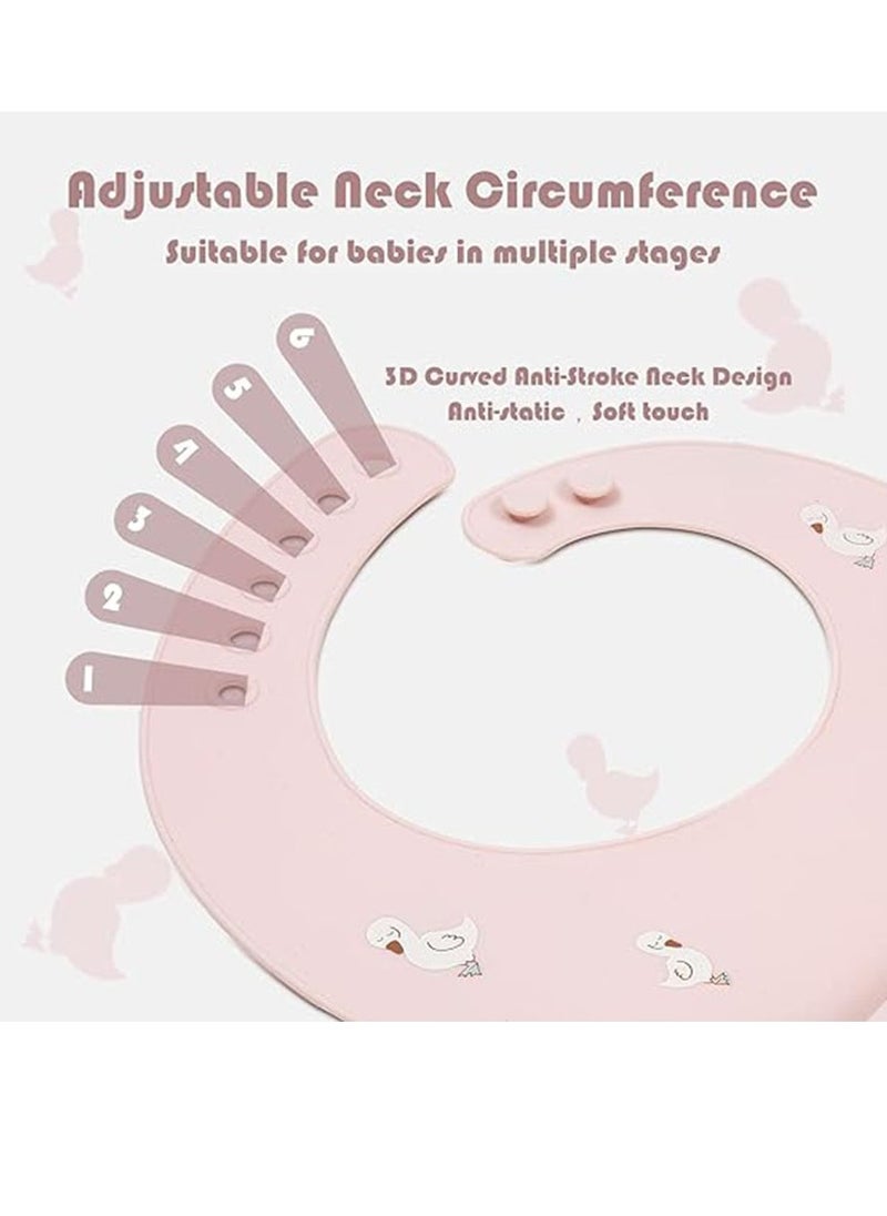 Baby Food Bibs Waterproof Feeding Bibs Toddlers Adjustable Silicone Bibs Baby with Food Catcher Easy Wipes Clean