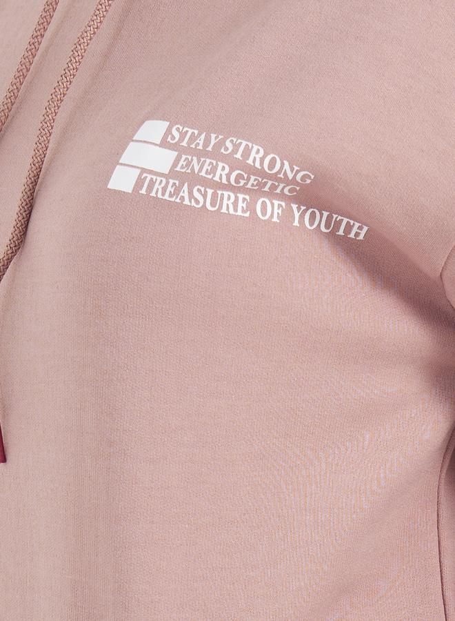 Styli Regular Fit Longline  Slogan Hoodie  - Image 3