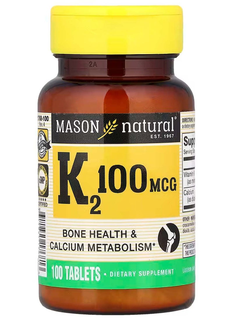 Mason Natural Vitamin K2 100 mcg 100 Tablets - Image 1
