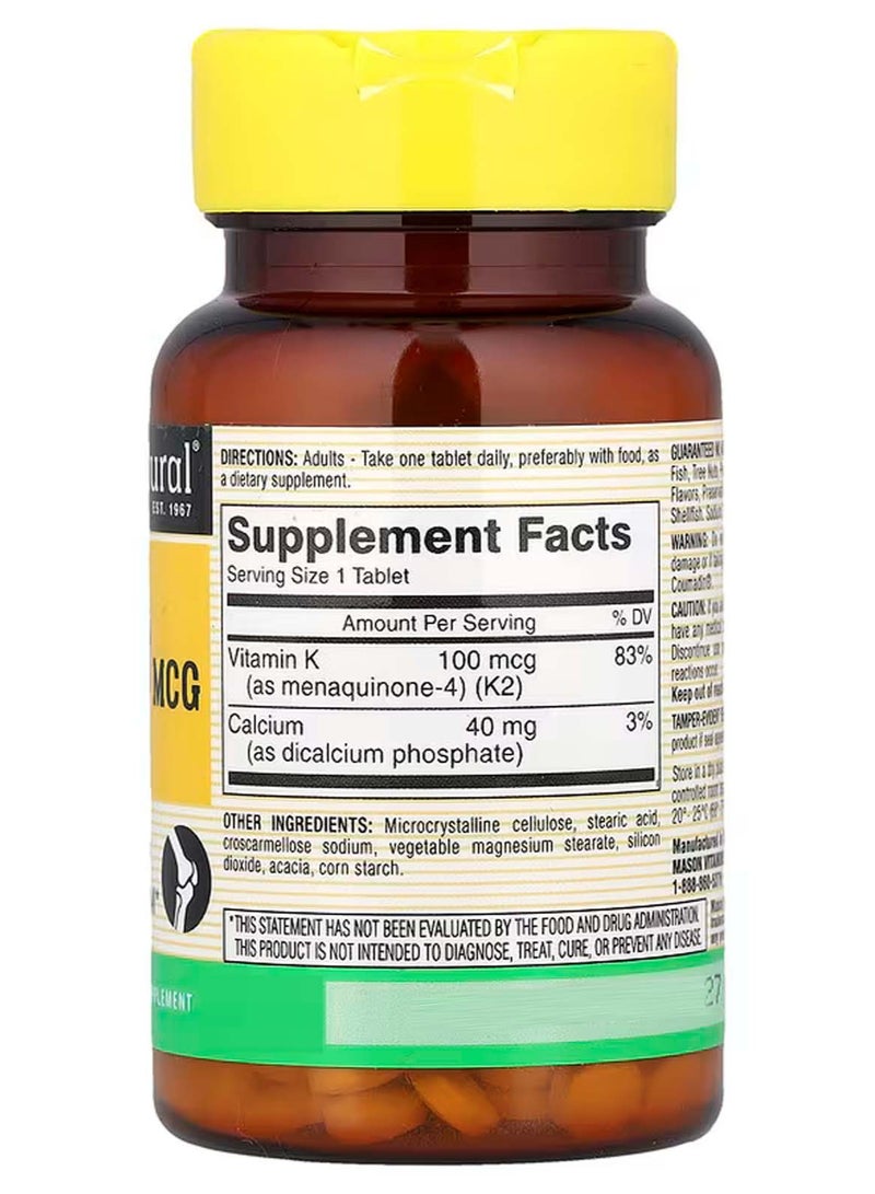 Mason Natural Vitamin K2 100 mcg 100 Tablets - Image 2