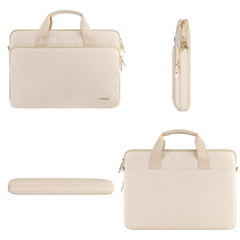 DOMISO 15.6 inch Laptop Case Sleeve Protective Cover Compatible with MacBook Pro 16 M4 M3 M2/Pro Max,15.6-16 inch HP Dell ASUS Lenovo Chromebook,Waterproof Computer Bag with Shoulder Strap,Beige - Image 4