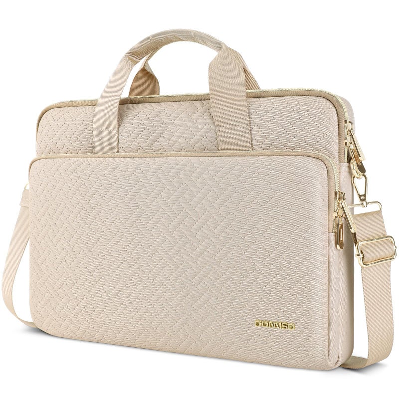 DOMISO 15.6 inch Laptop Case Sleeve Protective Cover Compatible with MacBook Pro 16 M4 M3 M2/Pro Max,15.6-16 inch HP Dell ASUS Lenovo Chromebook,Waterproof Computer Bag with Shoulder Strap,Beige - Image 3