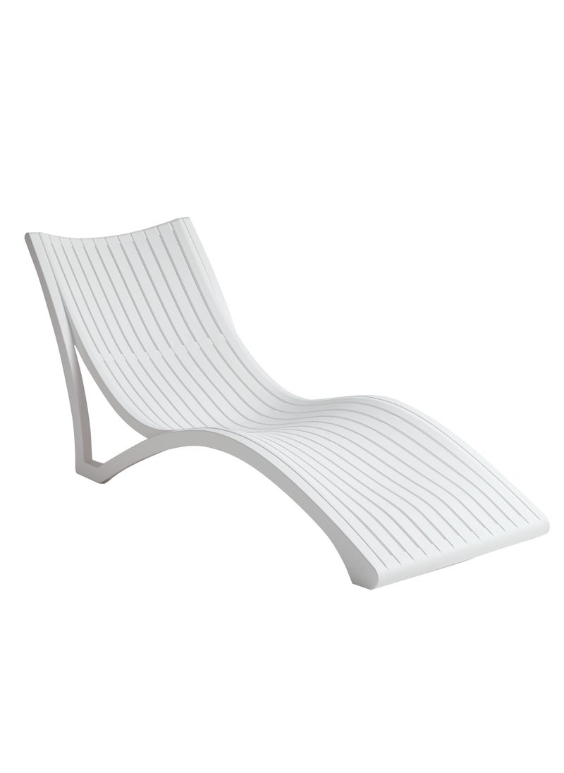 Marcolo Sun Lounger – Modern Luxurious Outdoor Lounger, 176x73x74CM, White, Premium PP with Fiberglass Reinforcement - White  - Image 4