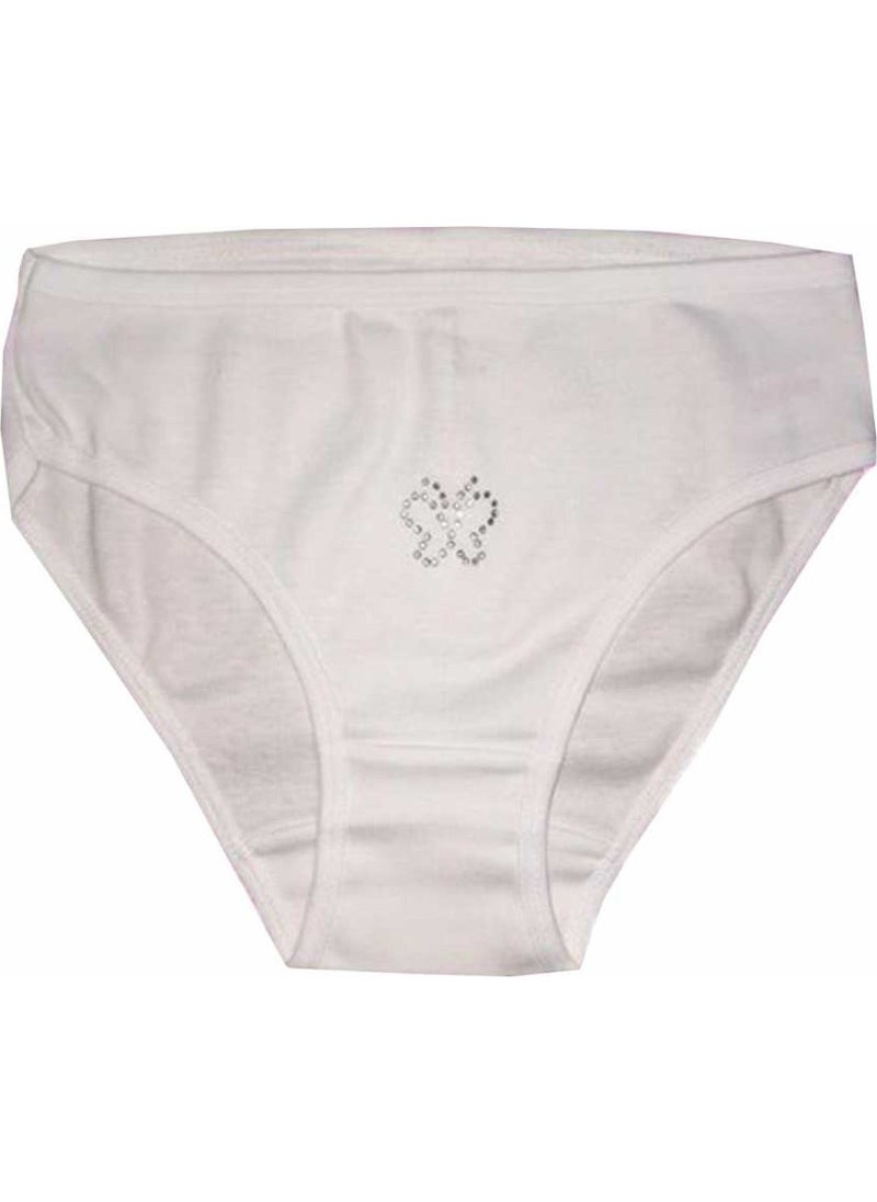 Şahinler - Stone Printed Girl's Panties White MKC097 - Image 1