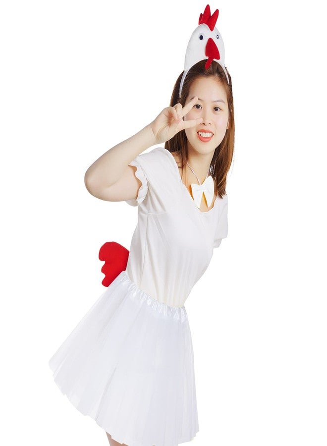 Jmkcoz Chicken 3D Animal Costume 3D Chick Headband Bowtie Tail Tutu Set for Halloween Christmas Cosplay Party - Image 5