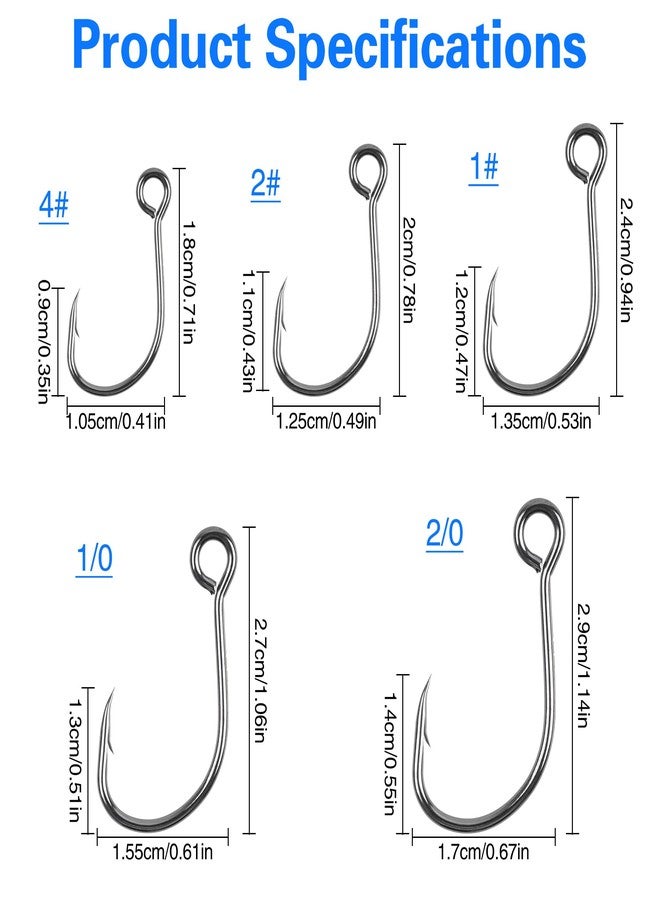 VATEICO Inline Single Hooks Kits,50/100 Pieces Single Replacement Hooks for Lure Plugs Baits High Carbon Steel Inline Circle Hooks Large Eyes Saltwater&Freshwater 50pcs Kit - Image 2
