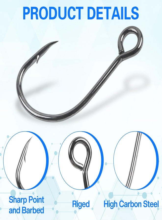 VATEICO Inline Single Hooks Kits,50/100 Pieces Single Replacement Hooks for Lure Plugs Baits High Carbon Steel Inline Circle Hooks Large Eyes Saltwater&Freshwater 50pcs Kit - Image 3